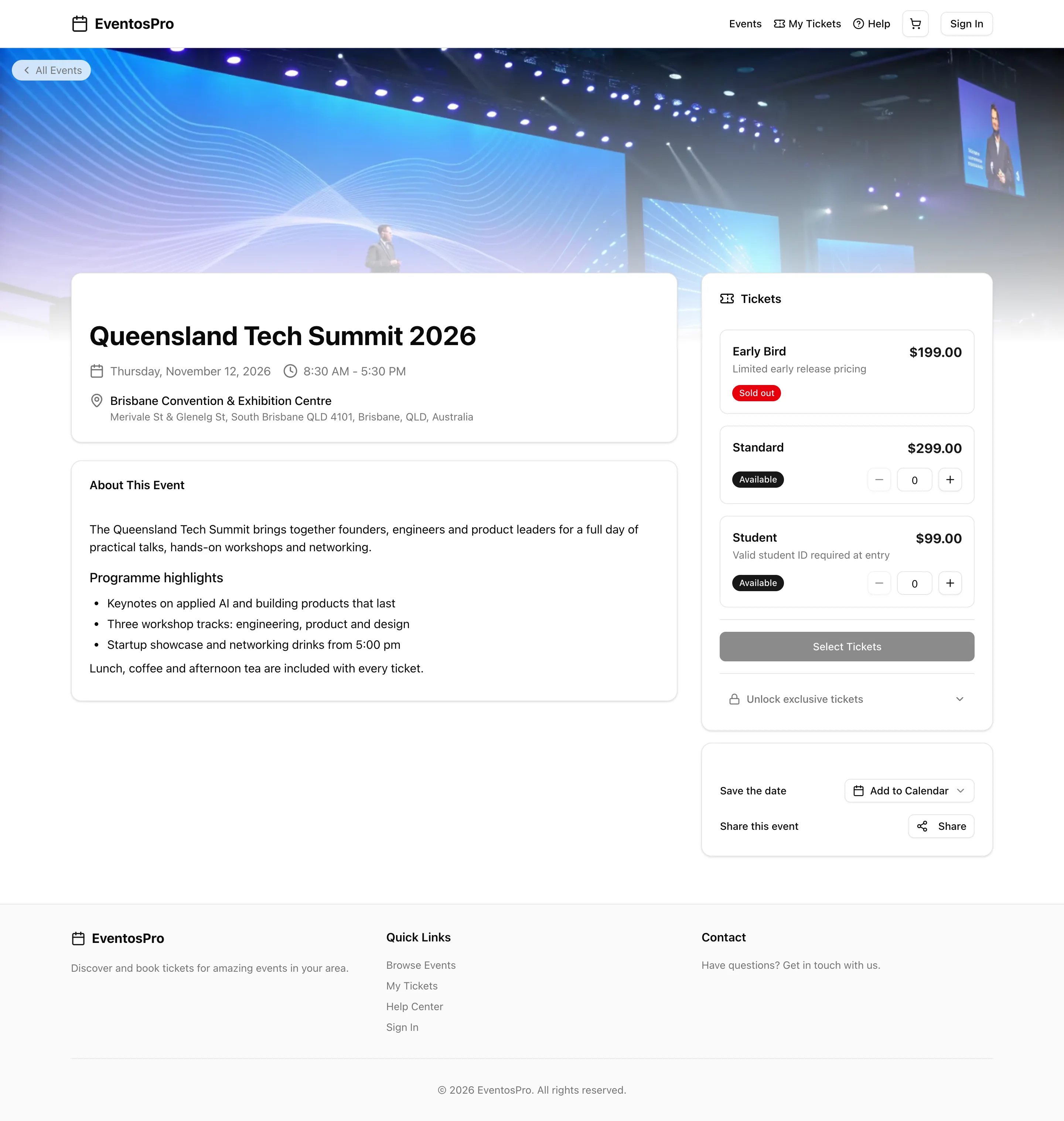 Screenshot of EventosPro