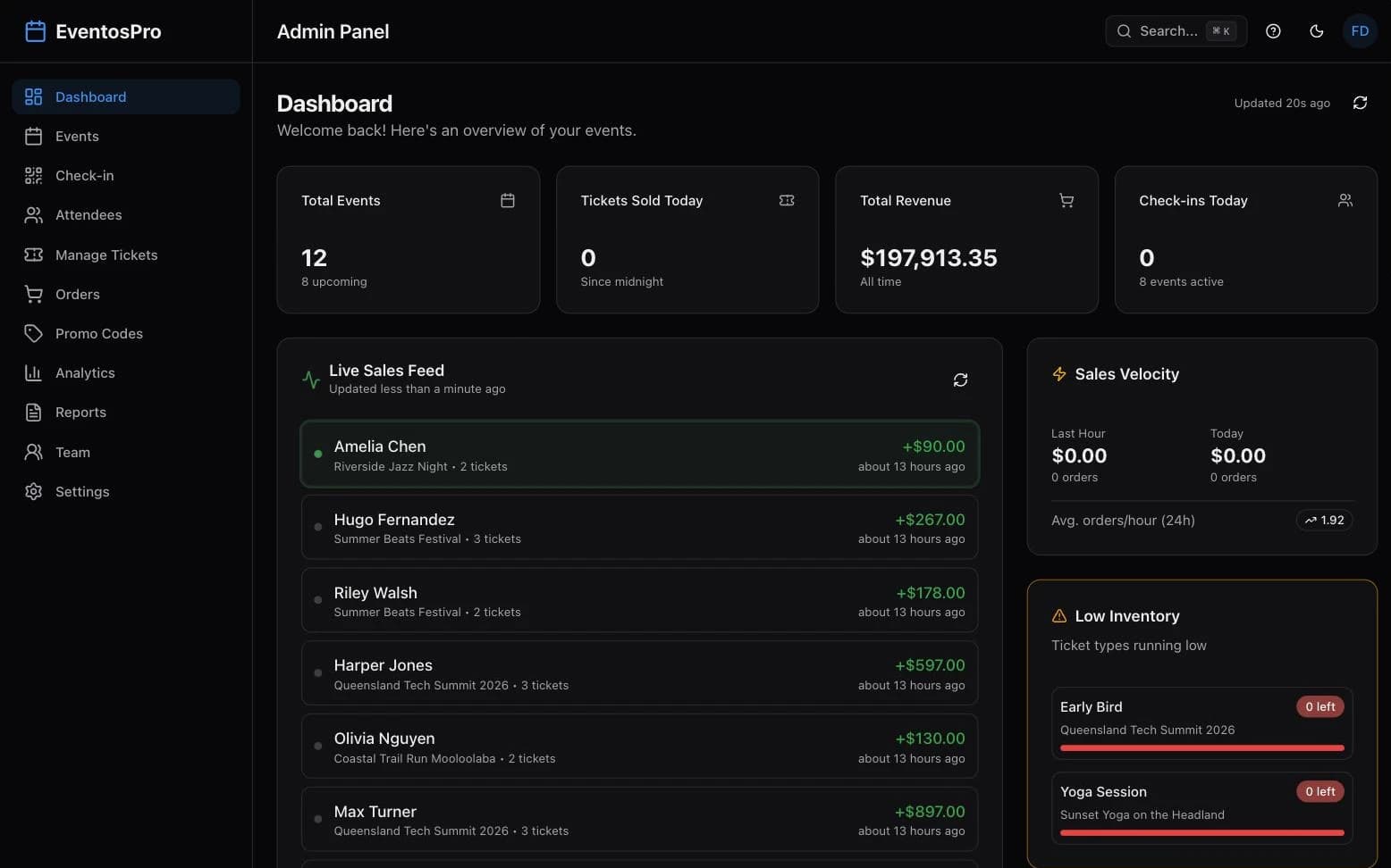 Screenshot of EventosPro