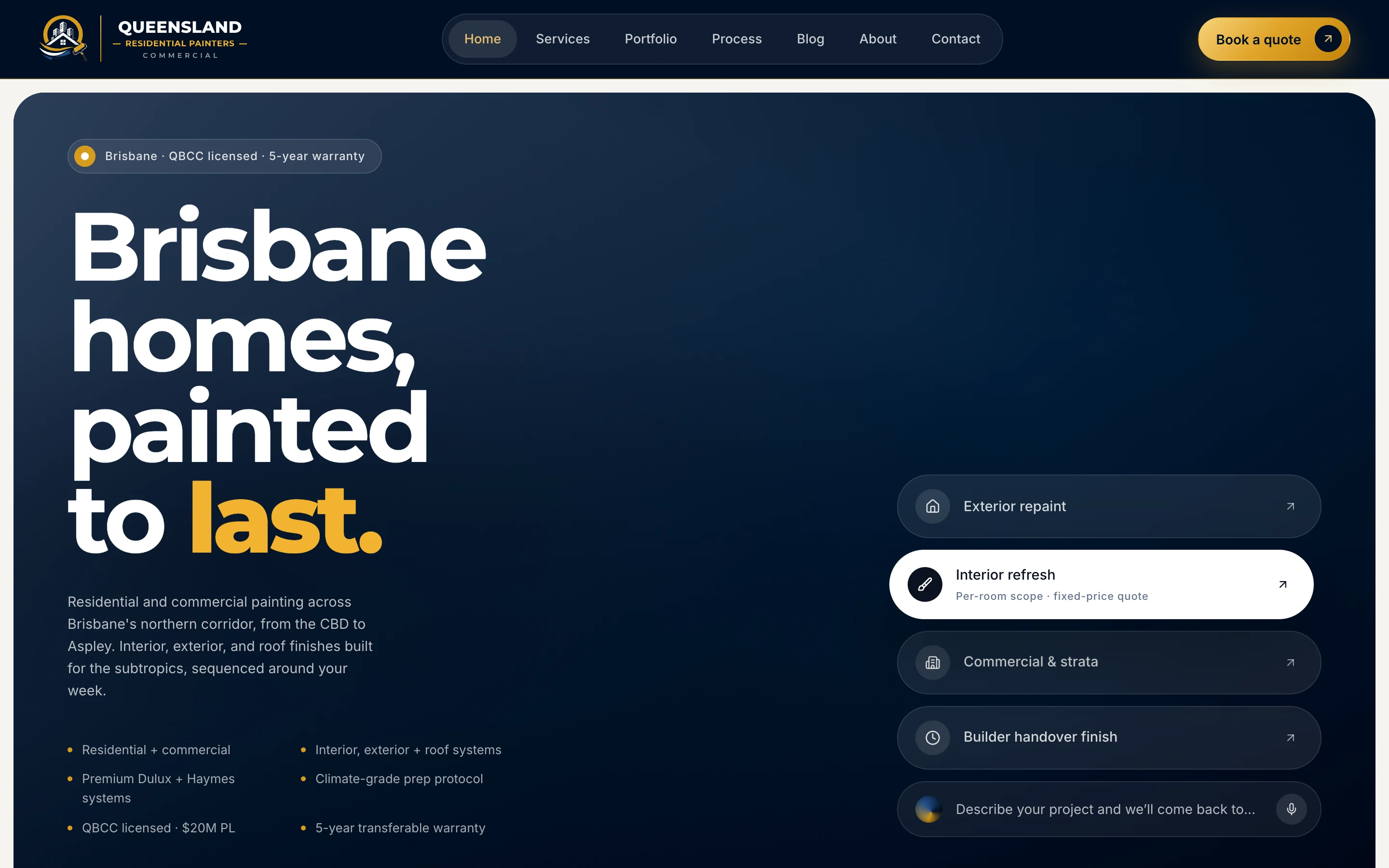 Screenshot of Queensland Residential Painters